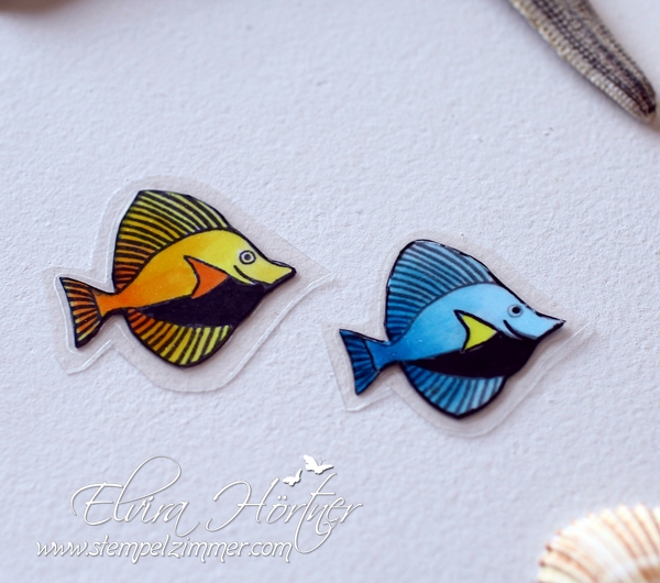 Fische coloriert mit Copics - Stempelset Seaside Shore von Stampin Up