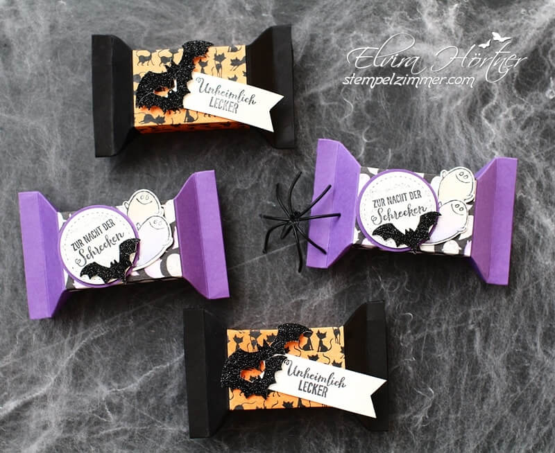 Halloween Bonbonbox -Verpackung-Anleitung-Unheimlich lecker-Stampin Up-Fledermaus-Geist