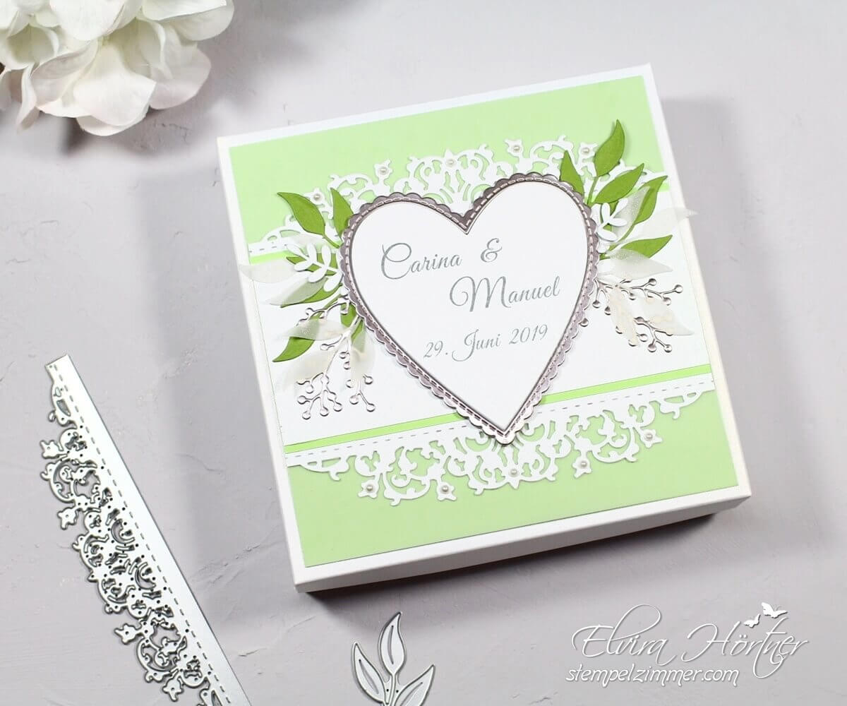 Schachtel für Hochzeitskarte mit feiner Spitze-Hochzeit-Geschenk-Stampin Up-Stempelzimmer