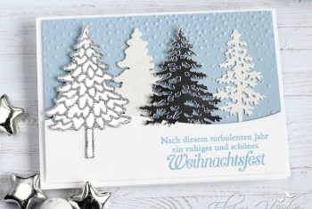 Weihnachtskarte mit den Stanzformen Tannenwald